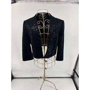 Esprit Black Sequin Women’s Bolero Jacket Blazer Size 8 Vintage
